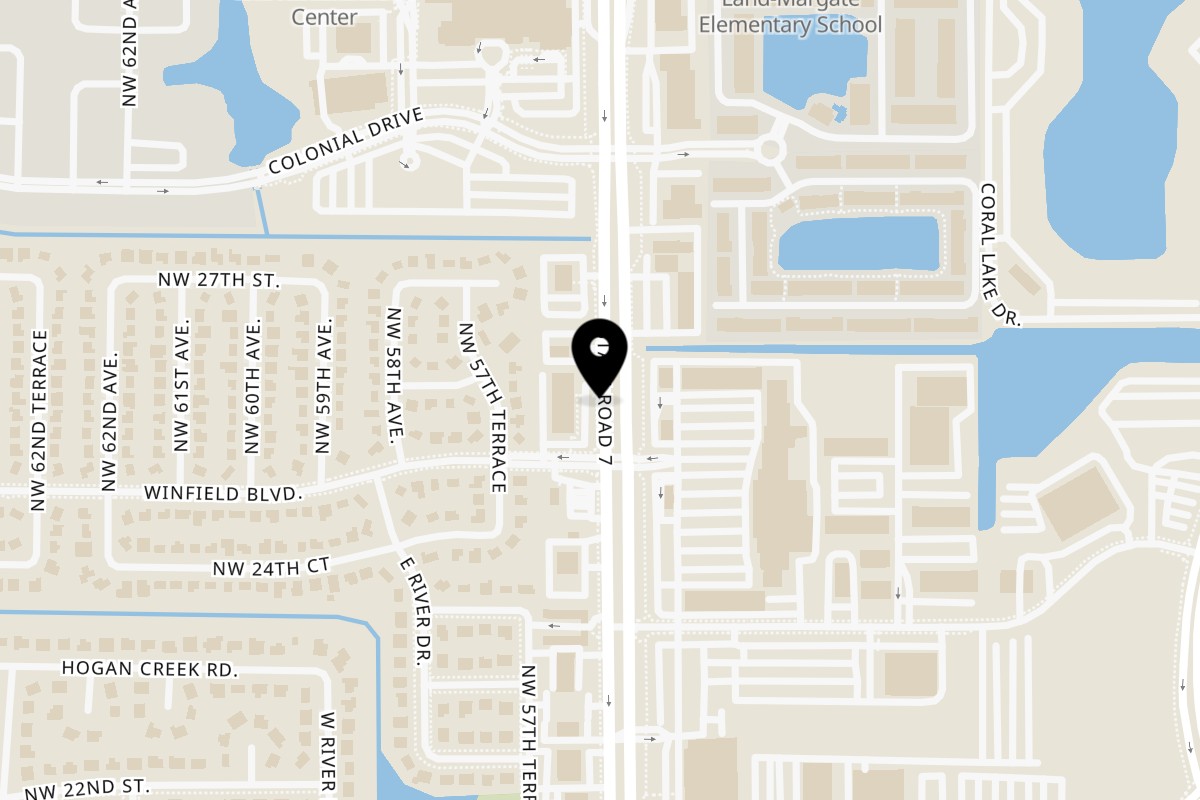 Map showing the location of Ricuras Latinas on 2519 N State Rd 7 in Margate